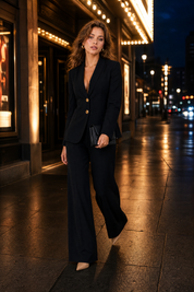 Ensemble blazer pantalon large | Variante Noir - Lifestyle | Lounelle Paris
