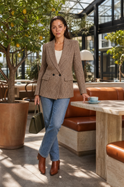 Blazer ajusté motif pied-de-poule | Photo lifestyle | Lounelle Paris