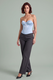 Bustier corset décolleté cœur laçage dos | Variante Bleu | Lounelle Paris