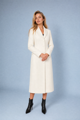 Cappotto lungo scollato con bavero da tailleur