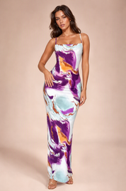 Robe longue imprimée dos nu | Vue de face | Lounelle Paris