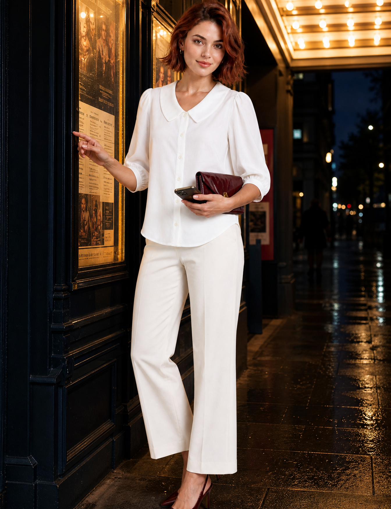 Chemisier col rond manches bouffantes | Variante Blanc - Lifestyle | Lounelle Paris