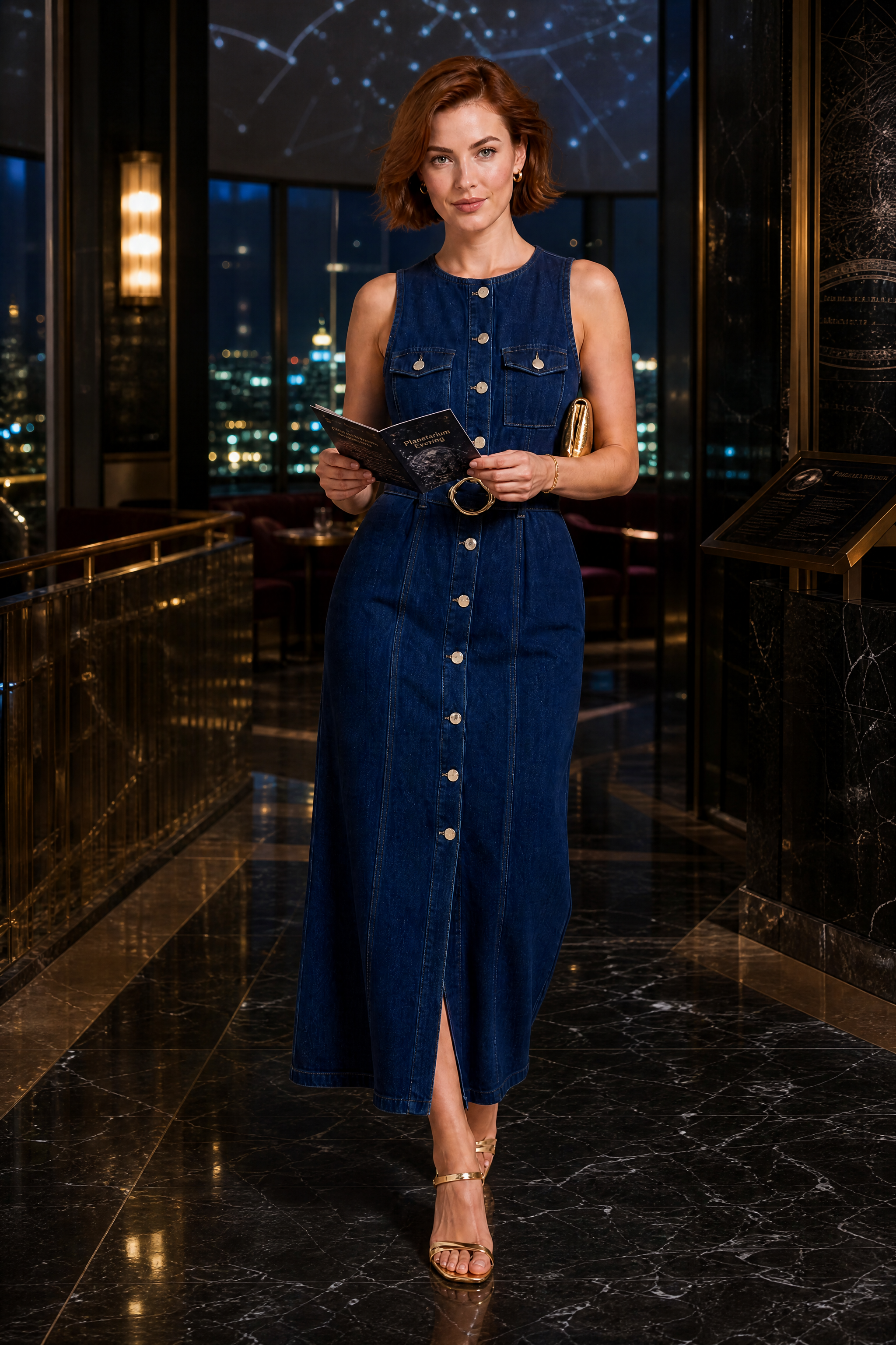 Robe longue bleu foncé sans manches | Deuxième photo lifestyle | Lounelle Paris