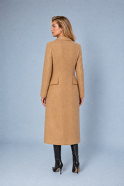 Manteau long cintré à col tailleur | Vue de dos | Lounelle Paris