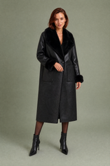 Cappotto lungo reversibile con collo soffice