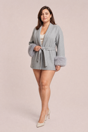 Manteau court ample col châle | Porté sur une autre silhouette | Lounelle Paris