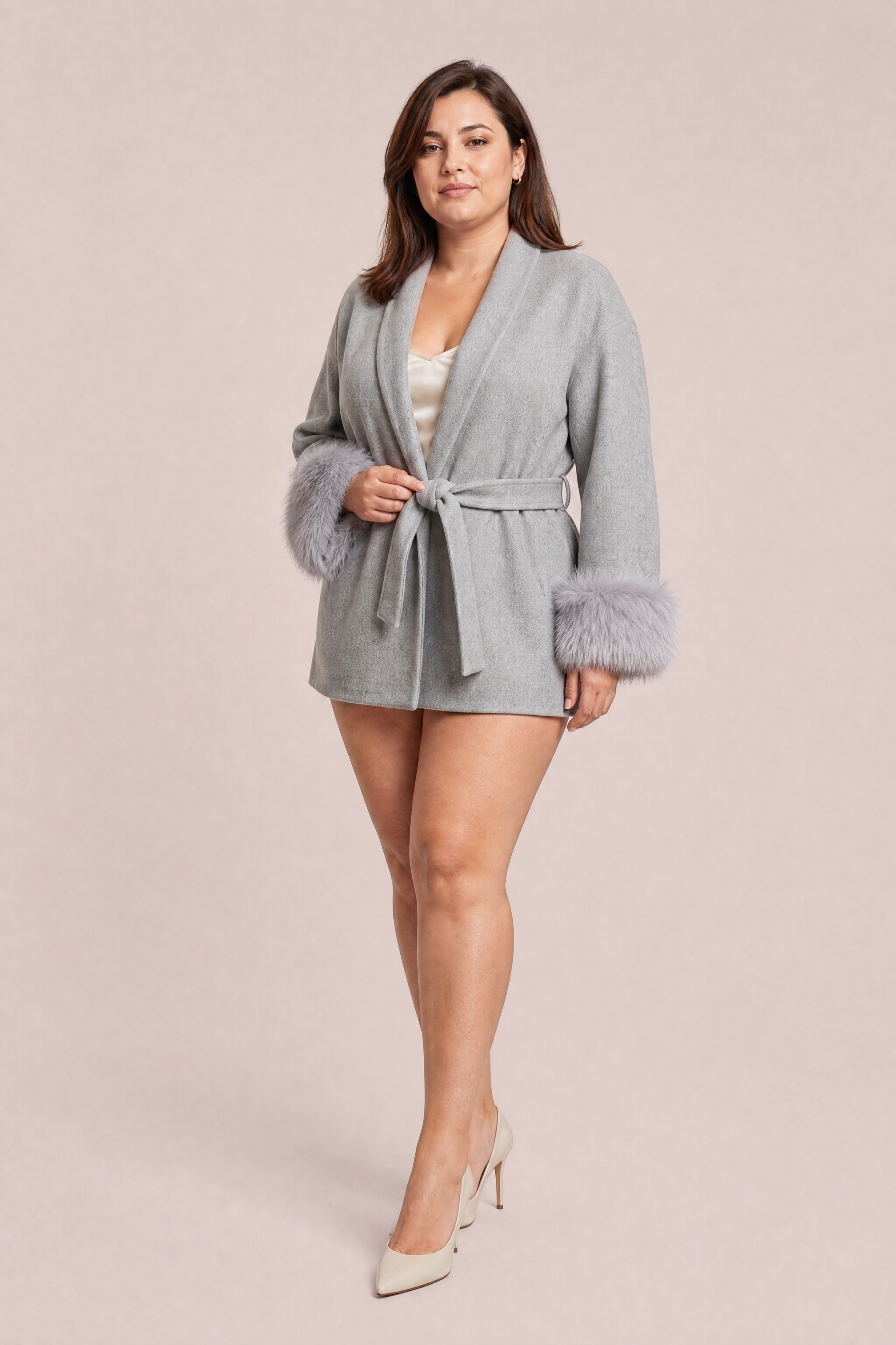 Manteau court ample col châle | Porté sur une autre silhouette | Lounelle Paris
