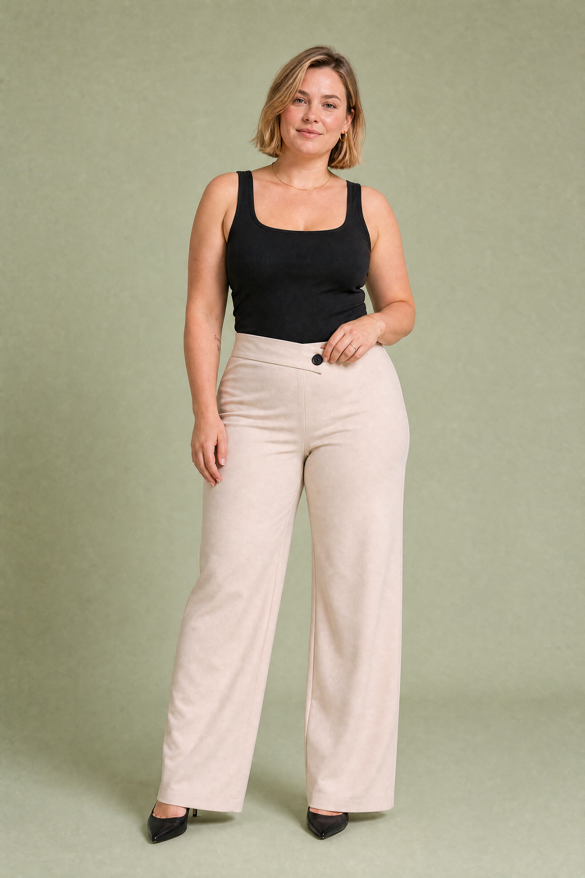 Pantalon fluide taille haute ceinture croisée | Porté sur une autre silhouette | Lounelle Paris
