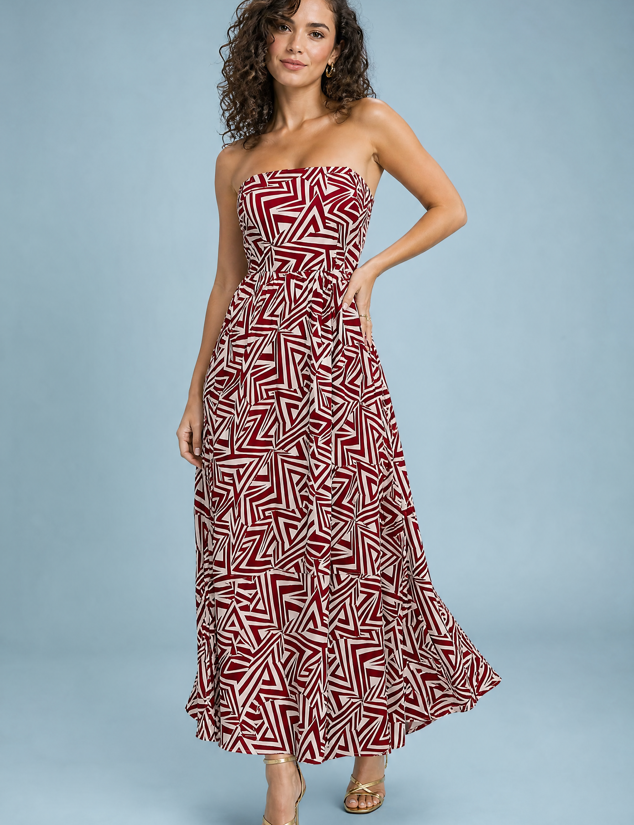 Robe longue bordeaux dos nu | Vue de face | Lounelle Paris