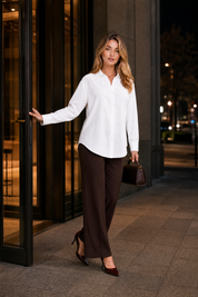 Chemise fluide à col chemise | Variante Blanc - Lifestyle | Lounelle Paris