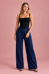 Pantalone largo con elastico a V