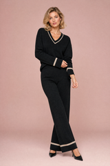 Ensemble pantalone nero bordi contrastanti