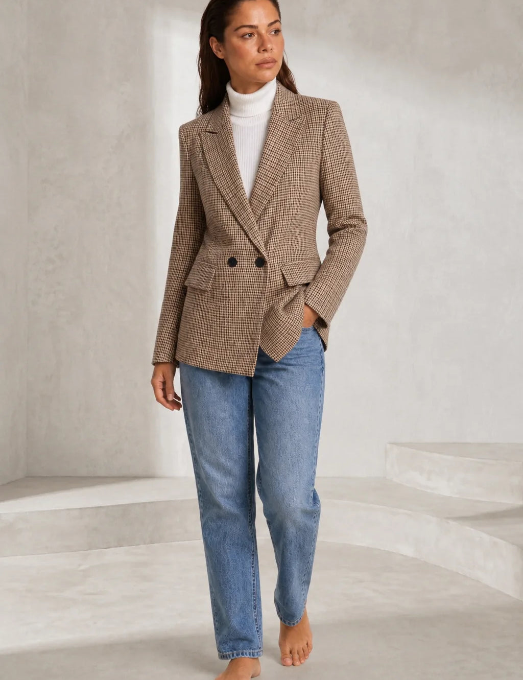 Blazer ajusté motif pied-de-poule | Lounelle Paris