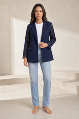 Blazer bianco traforato midi