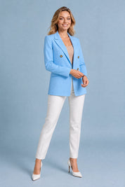 Blazer mi-long à double boutonnage | Variante Bleu | Lounelle Paris