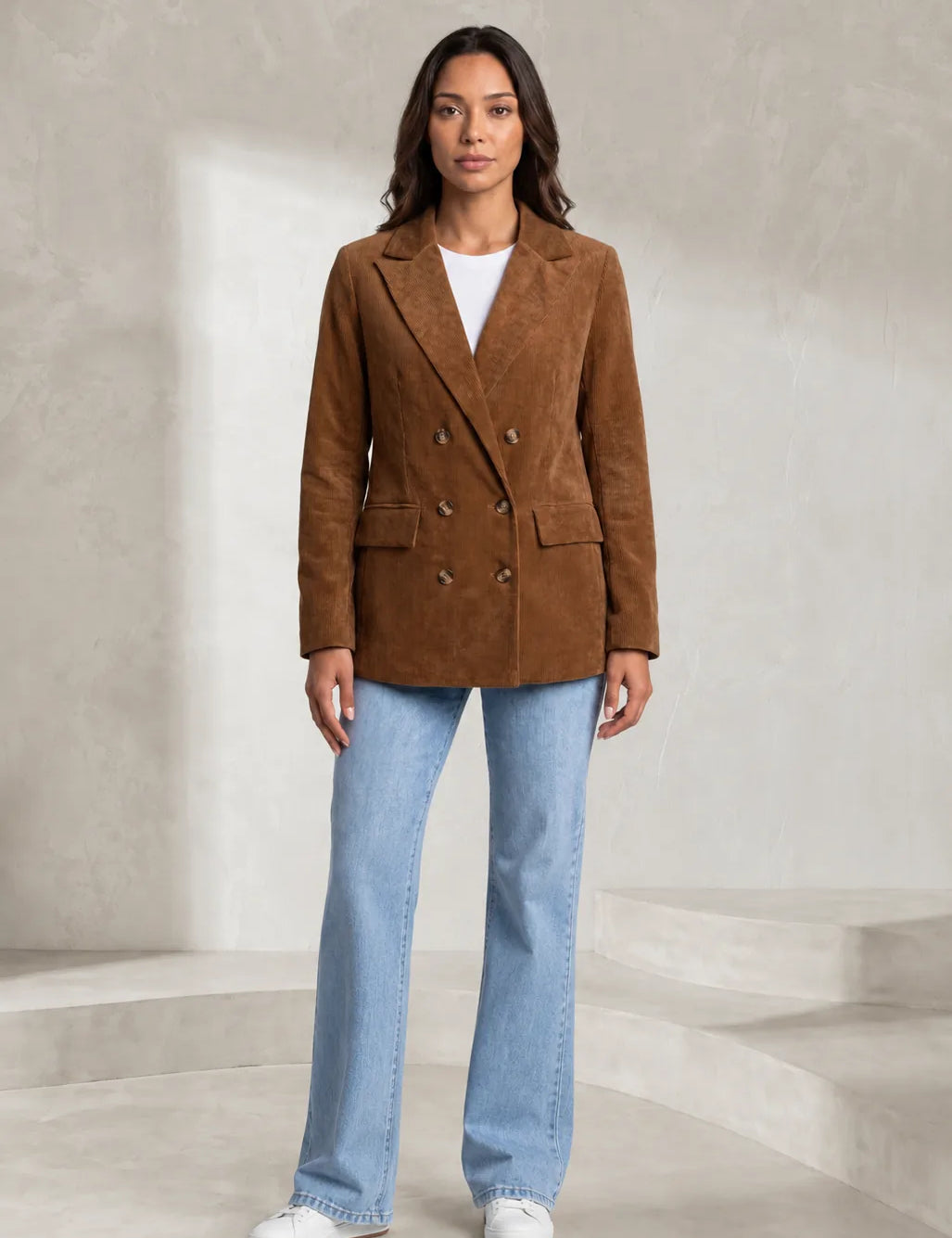 Blazer mi-long velours côtelé | Lounelle Paris