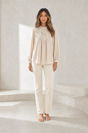 Blouse à col volanté et manches bouffantes | Lounelle Paris