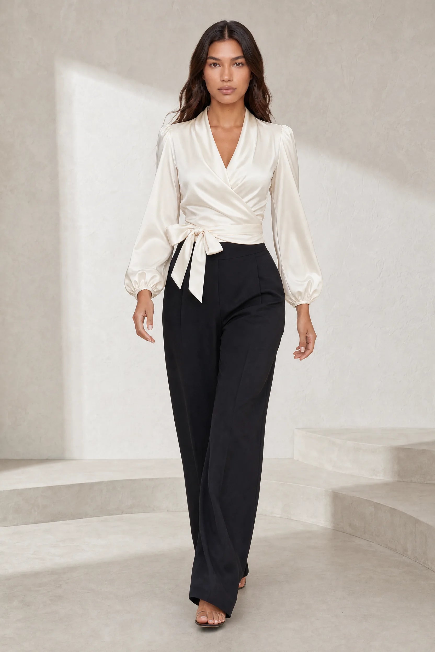 Blouse satinée cache-cœur | Lounelle Paris
