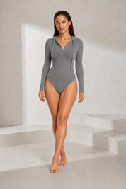 Body à capuche en maille côtelée | Lounelle Paris