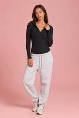 Body con cappuccio in maglia costolata