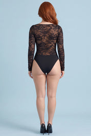 Body noir dentelle encolure carrée | Vue de dos | Lounelle Paris