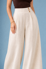 Pantalon palazzo fluide | Vue rapprochée | Lounelle Paris