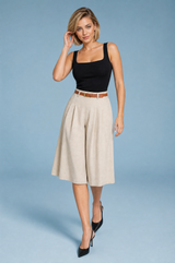 Short beige vita alta cinturato