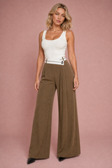 Pantaloni larghi a vita alta incrociati