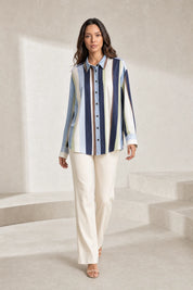 Chemise ample à rayures satinée | Lounelle Paris