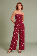Tuta jumpsuit a fascia a pois