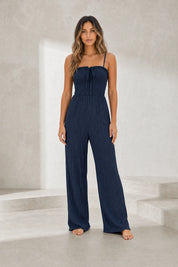 Combinaison bleu marine bandeau noué | Lounelle Paris