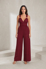 Combinaison bordeaux dos nu jambes larges