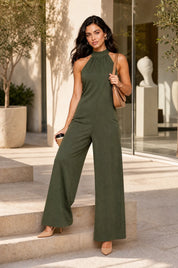 Combinaison col montant dos nu | Variante Vert - Lifestyle | Lounelle Paris