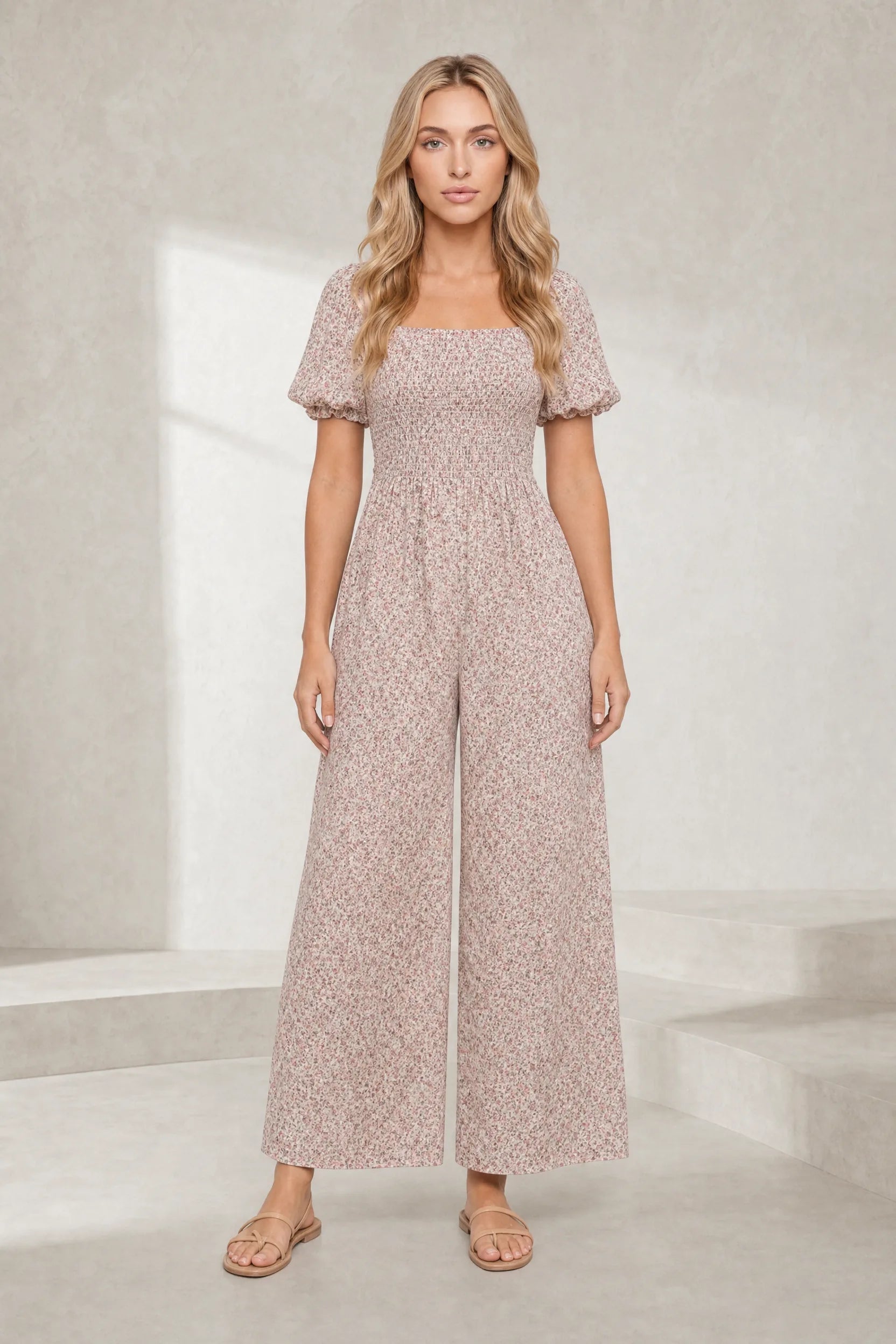 Combinaison fleurie encolure carrée | Lounelle Paris