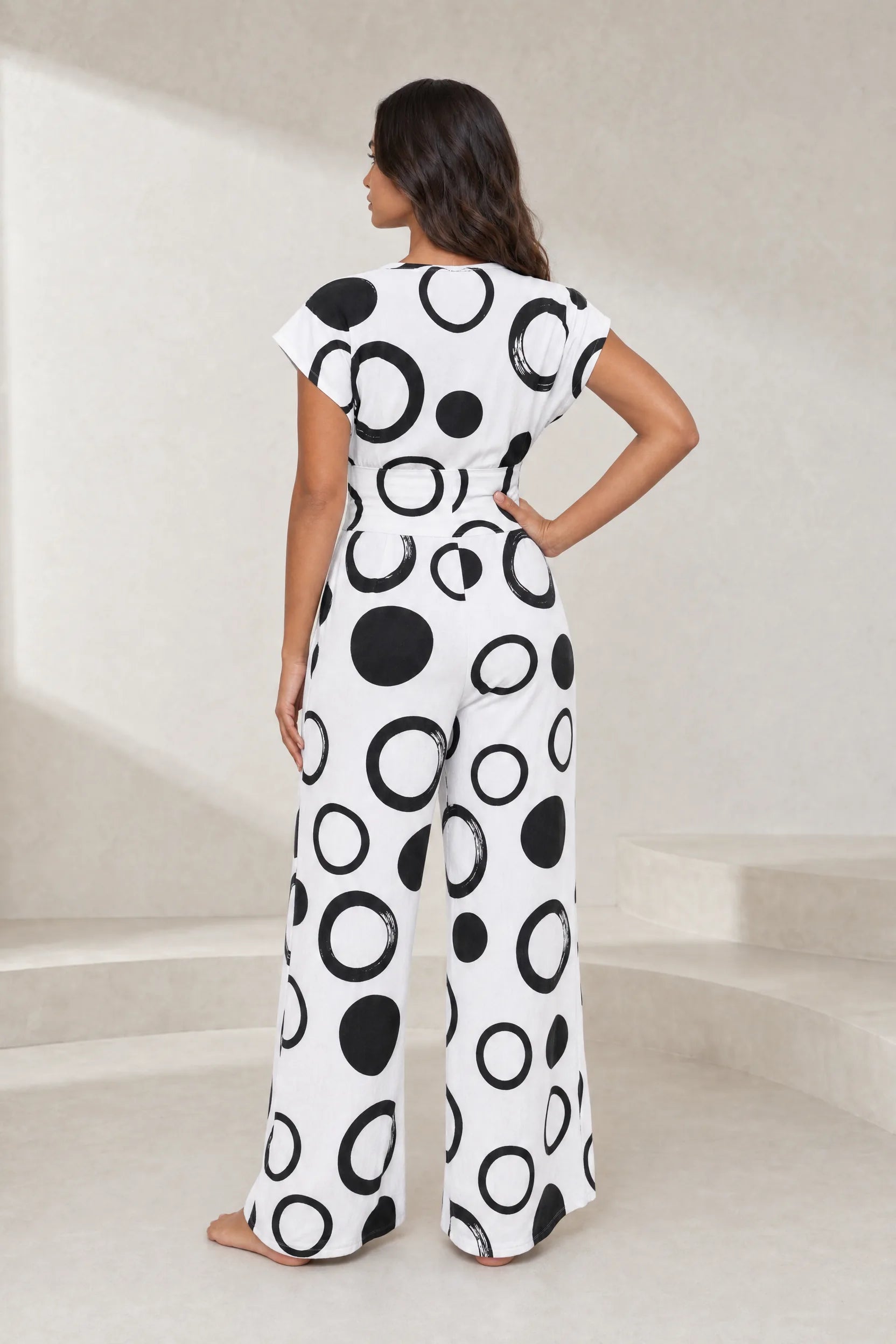 Combinaison imprimée col V taille haute | Lounelle Paris