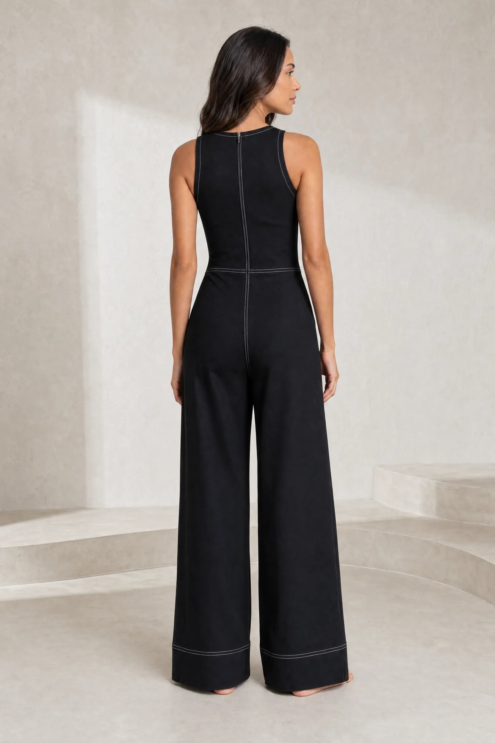 Combinaison noire sans manches col montant | Lounelle Paris