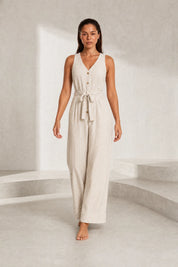 Combinaison rayée col V | Lounelle Paris