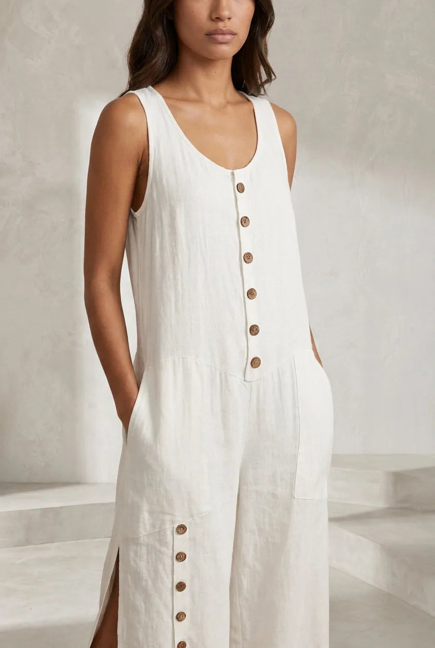 Combinaison sans manches boutonnée devant | Lounelle Paris