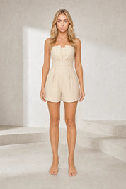 Combishort abricot bustier taille haute | Lounelle Paris