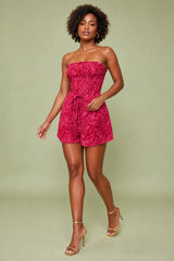 Combishort bandeau stampa tropicale