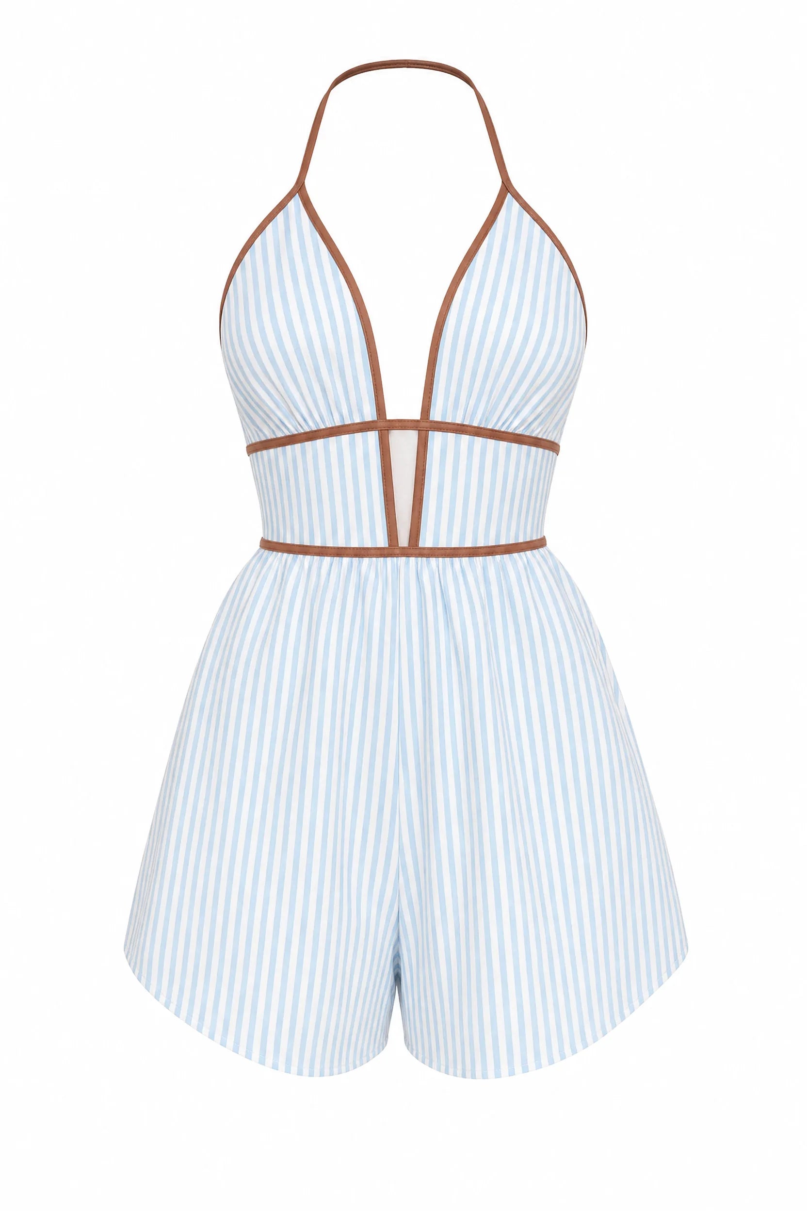 Combishort bleu rayé dos nu | Lounelle Paris