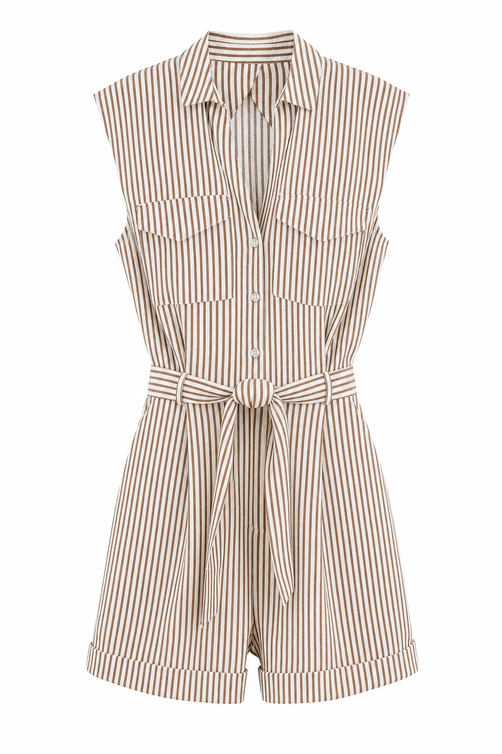 Combishort rayé à ceinture | Lounelle Paris