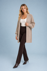 Gilet lungo beige maniche a palloncino