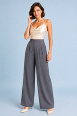 Pantalone largo a vita alta fluido