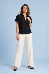 Blusa scollo a V con maniche a volant