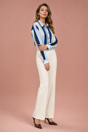 Chemise ample à rayures satinée | Vue de profil | Lounelle Paris