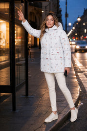 Doudoune à capuche imprimée | Variante Blanc - Lifestyle | Lounelle Paris