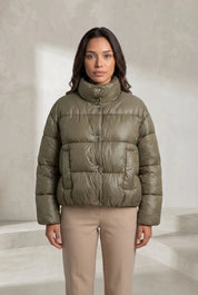 Doudoune olive matelassée col montant | Lounelle Paris
