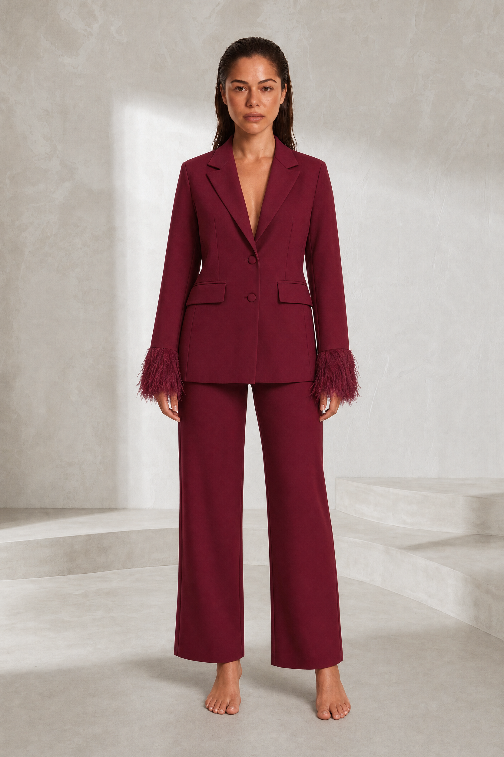Ensemble tailleur manches plume | Lounelle Paris