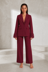 Ensemble tailleur manches plume